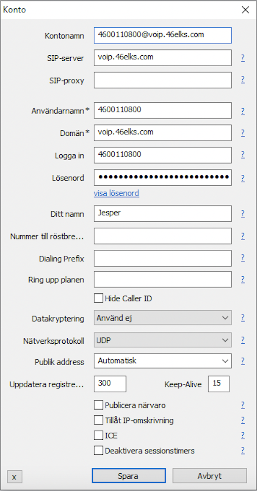 MicroSIP-settings